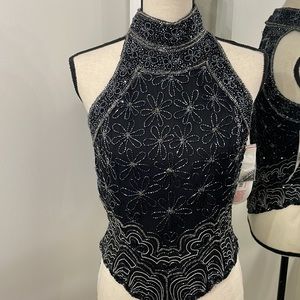 Beaded sleeveless formal top